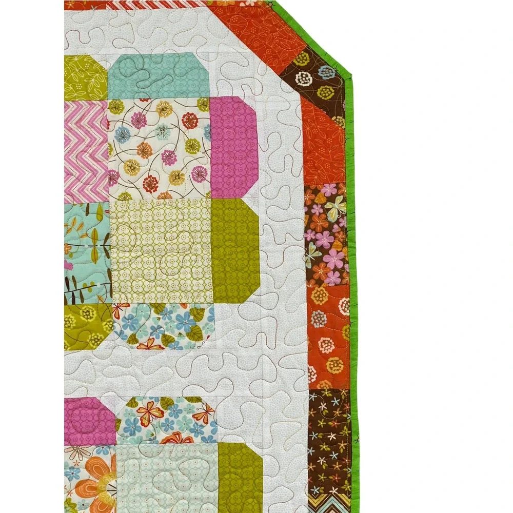 Handmade Quilted Patchwork Table Runner 50 x 21 Inch Colorful Cottage Decor